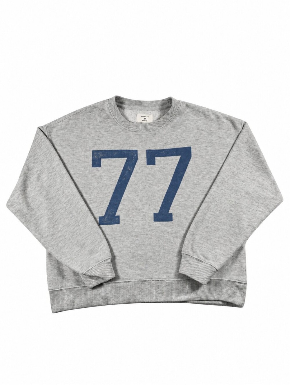 American Eagle 77 Varsity Graphic Crewneck Sweatshirt Gray Womens Small